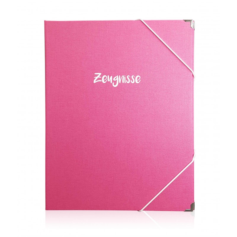 Zeugnismappe mit Namensgravur Farbe pink Zeugnisringbuch